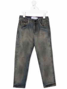 Philipp Plein Junior jean Skull droit à taille mi-haute - Bleu