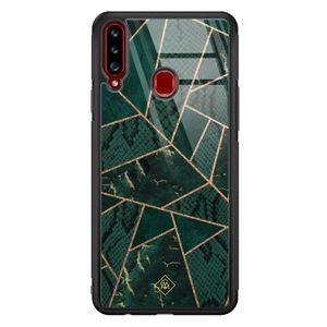 Samsung Galaxy A20s glazen hardcase - Abstract groen