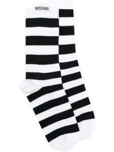 Moschino chaussettes en coton stretch à rayures - Noir