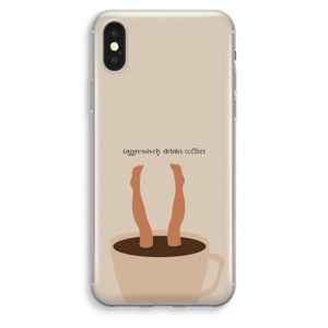 Aggressively drinks coffee: iPhone XS Max Transparant Hoesje