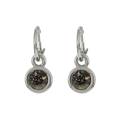 Biba Hang Oorbellen met Swarovski Steentje Black Patina