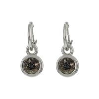 Biba Hang Oorbellen met Swarovski Steentje Black Patina