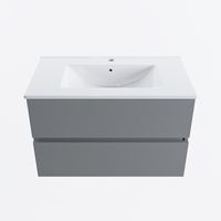 MONDIAZ VICA 80cm badmeubel onderkast Plata 2 lades. Wastafel DENIA midden 1 kraangat, kleur Glanzend Wit.