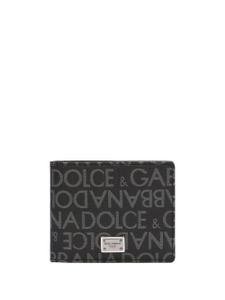 Dolce & Gabbana portefeuille pliant à logo en jacquard - Noir