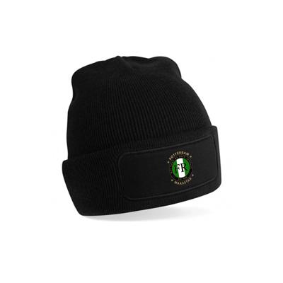 Muts beanie zwart - FR - Wat gaan we doen vandaag - logo voor