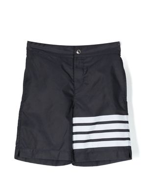 Thom Browne Kids short de bain à détail 4 bandes signature - Bleu