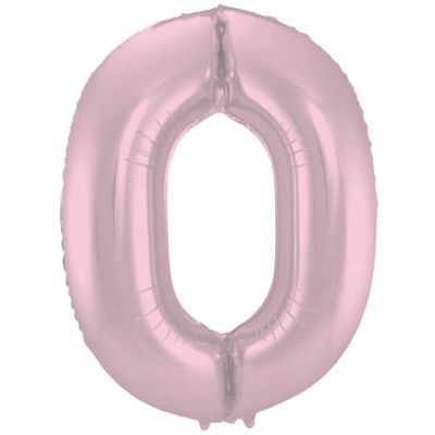 Folieballon Pastel Roze Metallic Mat Cijfer 0 - 86 cm