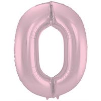 Folieballon  Pastel Roze Metallic Mat Cijfer 0 - 86 cm