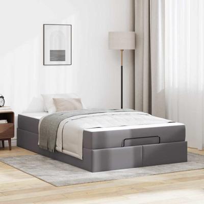 Bedframe met matras Grijs 120 x 190 cm Kunstleer
