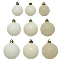 Decoris kerstballen - 30x - kunststof - wol wit - 4, 5 en 6 cm
