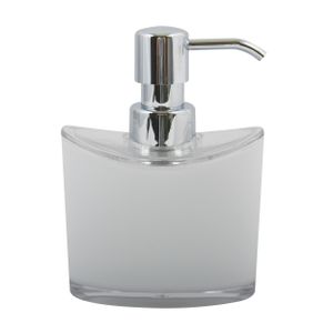 Zeeppompje/zeepdispenser Aveiro - PS kunststof - wit/zilver - 11 x 14 cm - 260 ml