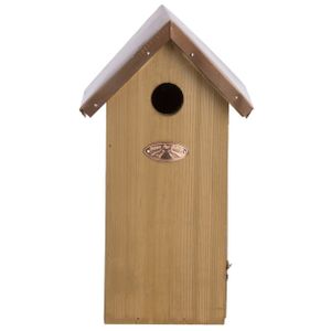 Vogelhuisjes/nestkastje koolmees koperen dak 30 cm met kijkluik   -