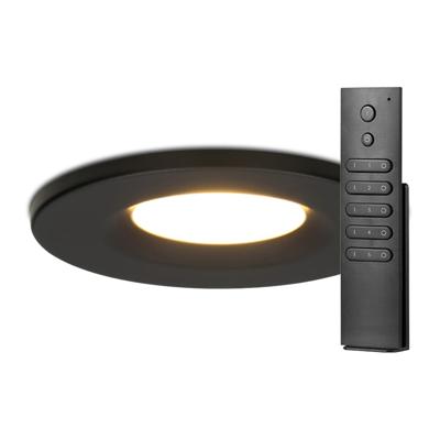 20x Venezia LED inbouwspots - Zwart - Dimbaar - 6 Watt 650 lumen - 2700K warm wit - IP65 waterdicht - Inclusief Afstandsbediening - Verandaspots - lage inbouwdiepte