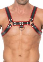 Chest Bulldog Harness - Premium Leather - Black/Red - L/XL