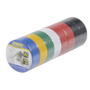 8x gekleurde rollen isolerende tape voor kabels en elektra 18 mm x 5 m   -