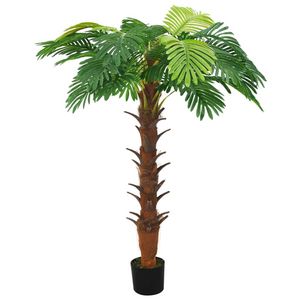 The Living Store Cycaspalm Kunstplant - 150-160 cm - Gedetailleerde bladeren - Nooit verwelkend - Groen - Massief hout