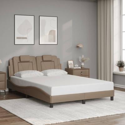 Bedframe met hoofdbord kunstleer cappuccinokleurig 120x200 cm