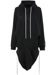 Rick Owens X Champion x Champion hoodie à design drapé - Noir