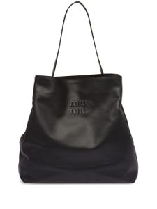 Miu Miu sac porté épaule en cuir à logo embossé - Noir