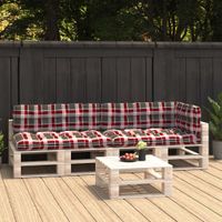 VidaXL Palletkussens 5 st ruitpatroon stof rood