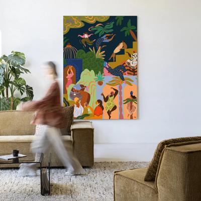 Urban Cotton Wandkleed 'Fiesta' 110 x 145cm in Frame - black