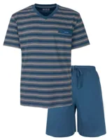 M.E.Q. Heren shortama katoen - V-hals - Blue Summer