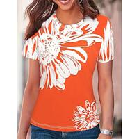 Dames T-shirt Afdrukken Dagelijks Casual Korte mouw Strakke ronde hals Rood Zomer Lightinthebox