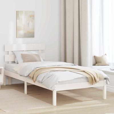 Bedframe met hoofdeinde Wit 90 x 190 cm Massief grenenhout