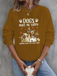 Animal Crew Neck Casual Sweatshirt