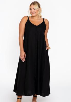 Yoek Mouwloze jurk | Zwart | Maat 58/60