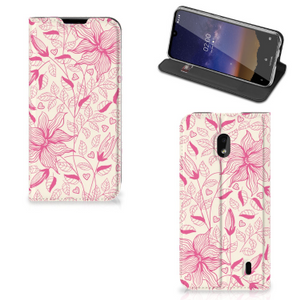 Nokia 2.2 Smart Cover Pink Flowers