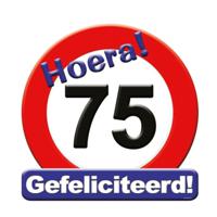 75 jaar verjaardag stopbord - Dia 50 cm - Leeftijd feestartikelen - verkeersbord - Karton