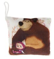 Kamparo mini kussen met lus Masha en de beer 13 cm geel - thumbnail