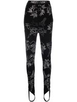 Philipp Plein legging imprimé à détails sous-pieds - Noir - thumbnail