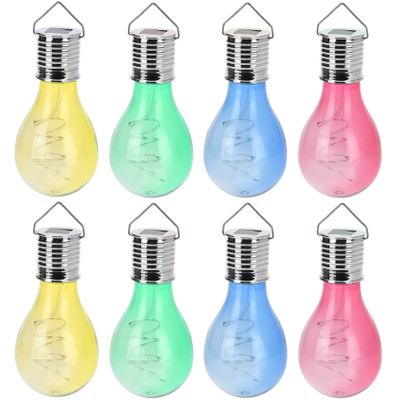 8x Solar hang lampenbolletjes gekleurd op zonne-energie 15 cm tuinverlichting