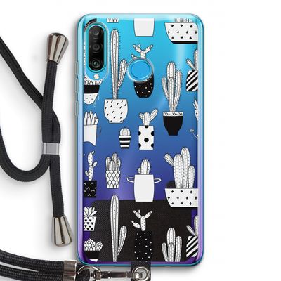 Cactusmotief: Huawei P30 Lite Transparant Hoesje met koord