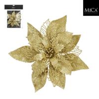 Mica Decorations Clip Poinsettia 3x20 cm Goud Mica Decorations Clip Poinsettia 3x20 cm Goud