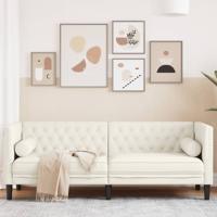 Driezitsbank Chesterfield-stijl met bolsters fluweel crmekleur