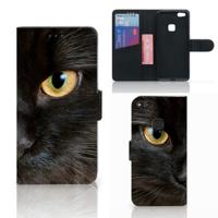 Huawei P10 Lite | Telefoonhoesje | Met pasjeshouder | Zwarte Kat