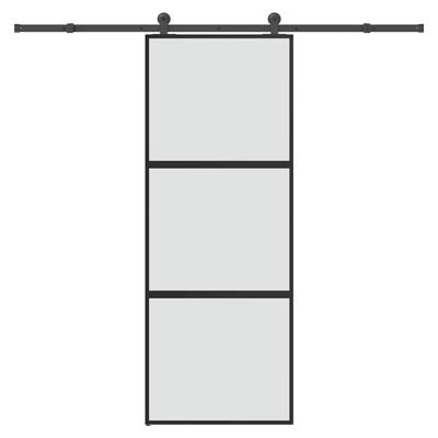 Schuifdeur met beslag 76x205 cm gehard glas en aluminium