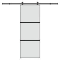 Schuifdeur met beslag 76x205 cm gehard glas en aluminium