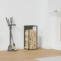 VidaXL Brandhoutrek 25x25x60 cm koudgewalst staal olijfgroen