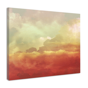 Karo-art Schilderij - Abstracte wolken,  , Oranje Geel , 3 maten , print op canvas , Wanddecoratie
