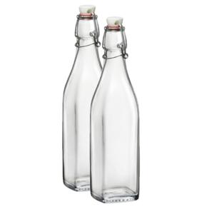 Beugelflessen/weckflessen transparant - 2x stuks - 250 ml - vierkant - Karaf