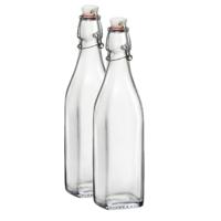 Beugelflessen/weckflessen transparant - 2x stuks - 250 ml - vierkant - Karaf