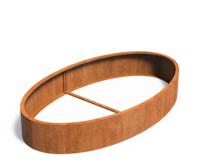 Cortenstaal plantenbak Ellipse zonder bodem 280x160x40cm.