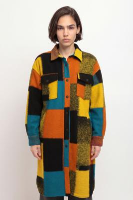 Lange loose fit wollen jas met diverse kleuren - YELLOW - XL