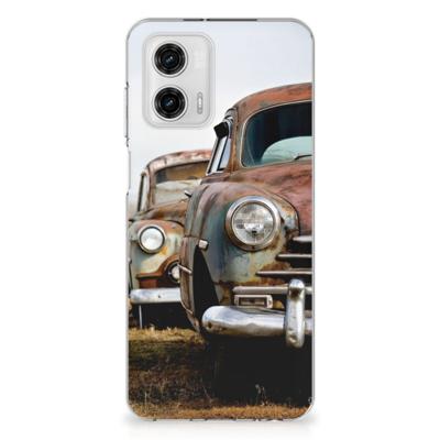 Motorola Moto G73 | Siliconen hoesje | met foto Vintage Auto