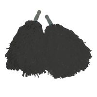 Cheerballs/pompoms - set van 2x - zwart - met franjes en stick handgreep - 25 cm - voor kinderen