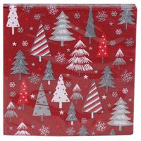 Kerst tafel servetten 40x stuks van 33 x 33 cm - Kerstbomen print Kerst tafel servetten 40x stuks van 33 x 33 cm - Kerstbomen print